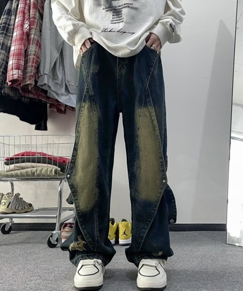 Ressaca(レサーカ)の「ダメージ加工サイドベルトデニムパンツ(デニムパンツ・メンズ・ブラック/ブルー・M/XL/L)」の7枚目の写真