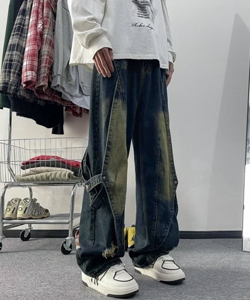 Ressaca(レサーカ)の「ダメージ加工サイドベルトデニムパンツ(デニムパンツ・メンズ・ブラック/ブルー・M/XL/L)」の8枚目の写真
