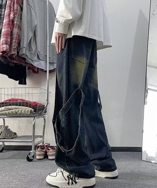 Ressaca(レサーカ)の「ダメージ加工サイドベルトデニムパンツ(デニムパンツ・メンズ・ブラック/ブルー・M/XL/L)」の10枚目の写真