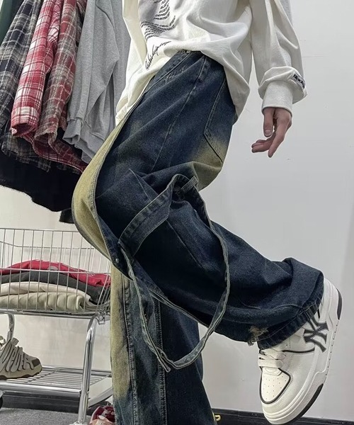Ressaca(レサーカ)の「ダメージ加工サイドベルトデニムパンツ(デニムパンツ・メンズ・ブラック/ブルー・M/XL/L)」の11枚目の写真