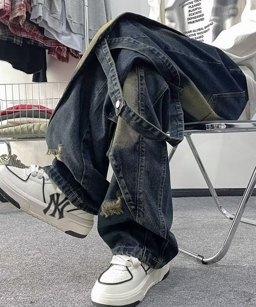 Ressaca(レサーカ)の「ダメージ加工サイドベルトデニムパンツ(デニムパンツ・メンズ・ブラック/ブルー・M/XL/L)」の12枚目の写真