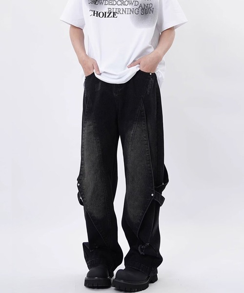 Ressaca(レサーカ)の「ダメージ加工サイドベルトデニムパンツ(デニムパンツ・メンズ・ブラック/ブルー・M/XL/L)」の18枚目の写真