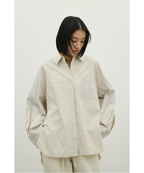 STYLEMIXER(スタイルミキサー)の「パネルオーバーシャツ(シャツ/ブラウス・レディース・ベージュ系その他/ホワイト/ブルー系その他・FREE)」の2枚目の写真