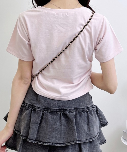 INGNI(イング)の「ハートレース抜きサイドギャザーTシャツ(Tシャツ/カットソー・レディース・オフホワイト/ライトピンク/ブラック・M)」の22枚目の写真