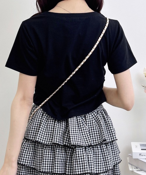 INGNI(イング)の「ハートレース抜きサイドギャザーTシャツ(Tシャツ/カットソー・レディース・オフホワイト/ライトピンク/ブラック・M)」の15枚目の写真
