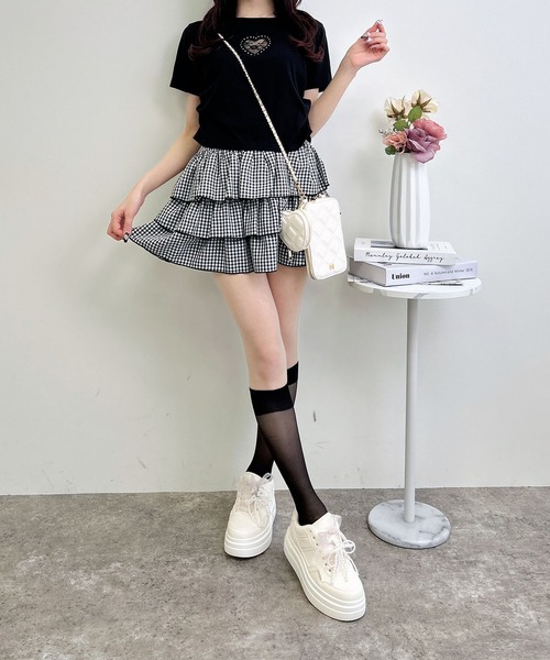 INGNI(イング)の「ハートレース抜きサイドギャザーTシャツ(Tシャツ/カットソー・レディース・オフホワイト/ライトピンク/ブラック・M)」の17枚目の写真