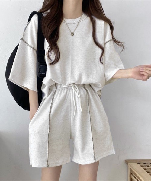 Miniministore(ミニミニストア)の「Tシャツショートパンツ 2点セットアップ(セットアップ・レディース・ブラック/ライトグレー/ベージュ・FREE)」の4枚目の写真
