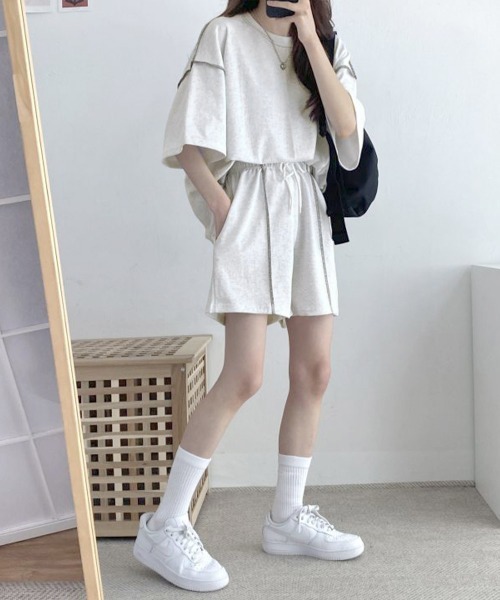 Miniministore(ミニミニストア)の「Tシャツショートパンツ 2点セットアップ(セットアップ・レディース・ブラック/ライトグレー/ベージュ・FREE)」の7枚目の写真