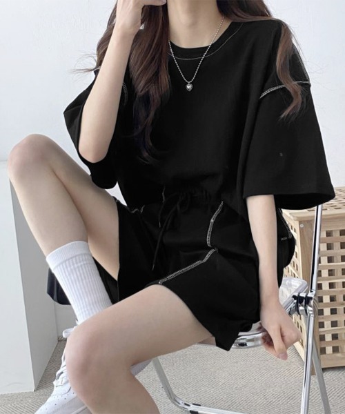 Miniministore(ミニミニストア)の「Tシャツショートパンツ 2点セットアップ(セットアップ・レディース・ブラック/ライトグレー/ベージュ・FREE)」の12枚目の写真