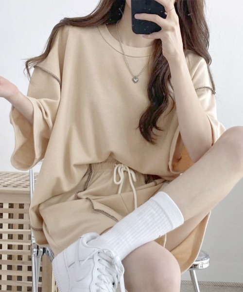 Miniministore(ミニミニストア)の「Tシャツショートパンツ 2点セットアップ(セットアップ・レディース・ブラック/ライトグレー/ベージュ・FREE)」の19枚目の写真