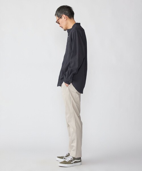 SHIPS(シップス)の「SHIPS: 〈MADE IN JAPAN〉エアー サッカー リラックス バンドカラー シャツ(シャツ/ブラウス・メンズ・ダークグレー/ネイビー/ダークブルー/ブラウン・X-LARGE/LARGE/MEDIUM/SMALL)」の5枚目の写真