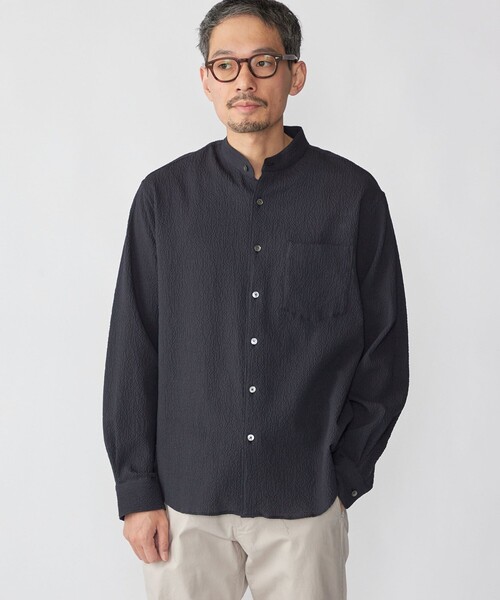 SHIPS(シップス)の「SHIPS: 〈MADE IN JAPAN〉エアー サッカー リラックス バンドカラー シャツ(シャツ/ブラウス・メンズ・ダークグレー/ネイビー/ダークブルー/ブラウン・X-LARGE/LARGE/MEDIUM/SMALL)」の7枚目の写真