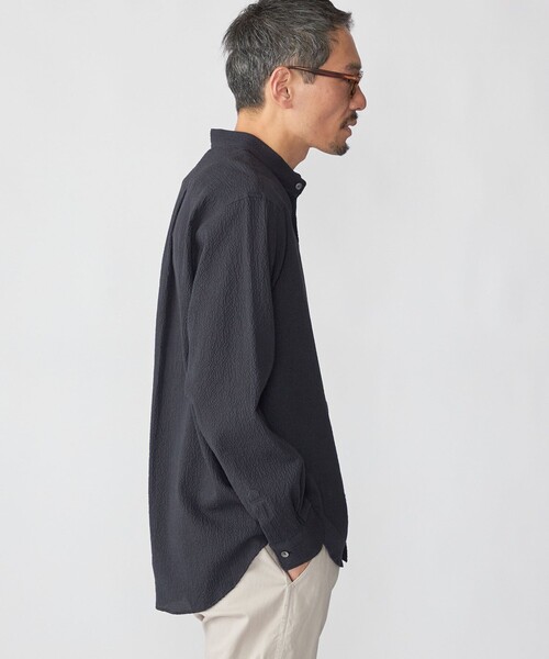 SHIPS(シップス)の「SHIPS: 〈MADE IN JAPAN〉エアー サッカー リラックス バンドカラー シャツ(シャツ/ブラウス・メンズ・ダークグレー/ネイビー/ダークブルー/ブラウン・X-LARGE/LARGE/MEDIUM/SMALL)」の10枚目の写真