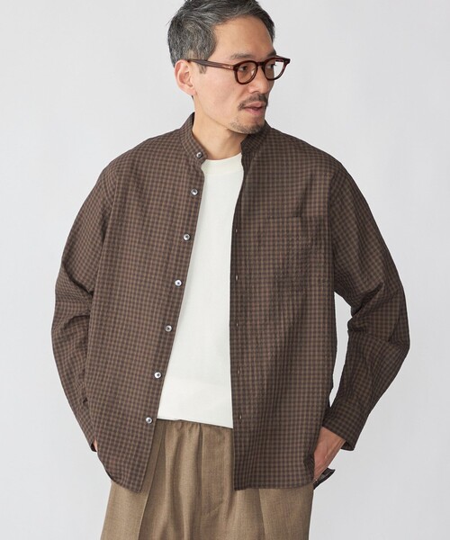 SHIPS(シップス)の「SHIPS: 〈MADE IN JAPAN〉エアー サッカー リラックス バンドカラー シャツ(シャツ/ブラウス・メンズ・ダークグレー/ネイビー/ダークブルー/ブラウン・X-LARGE/LARGE/MEDIUM/SMALL)」の12枚目の写真