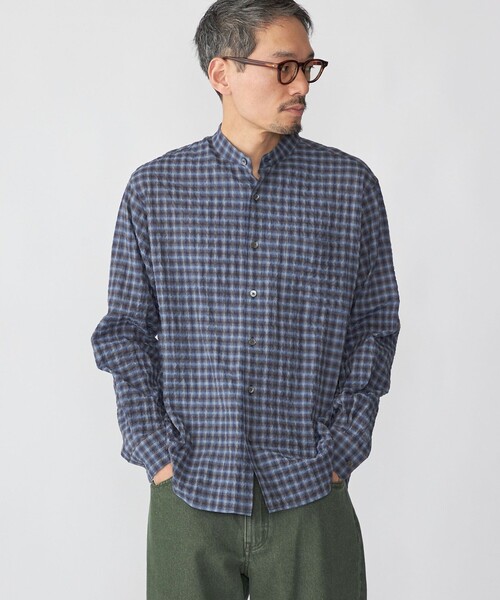 SHIPS(シップス)の「SHIPS: 〈MADE IN JAPAN〉エアー サッカー リラックス バンドカラー シャツ(シャツ/ブラウス・メンズ・ダークグレー/ネイビー/ダークブルー/ブラウン・X-LARGE/LARGE/MEDIUM/SMALL)」の13枚目の写真