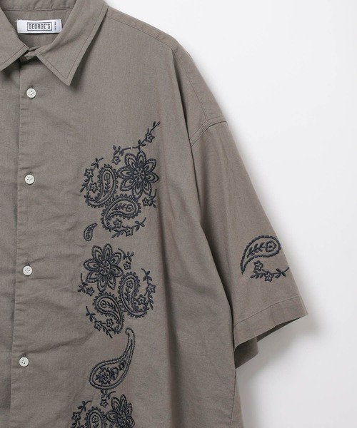 GEORGE'S(ジョージズ)の「刺繍パナマシャツ(シャツ/ブラウス・メンズ・オフホワイト/チャコールグレー・MEDIUM/LARGE)」の6枚目の写真