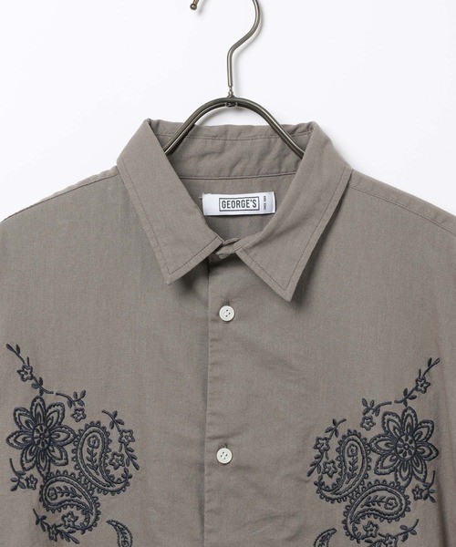 GEORGE'S(ジョージズ)の「刺繍パナマシャツ(シャツ/ブラウス・メンズ・オフホワイト/チャコールグレー・MEDIUM/LARGE)」の5枚目の写真
