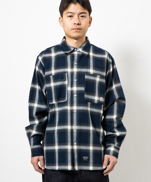 430（フォーサーティ）の「ms6483- L-S OMBRE CHECK SHIRT オンブレチェックシャツ(26-081)（シャツ/ブラウス・メンズ・ベージュ/ネイビー・3/2/1/0）」の7枚目の写真