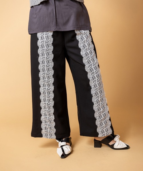 OSMOSIS（オズモーシス）の「レースラインギャザーパンツ（その他パンツ・レディース・グレー/グレイッシュベージュ/ブラック・ONE SIZE）」の8枚目の写真