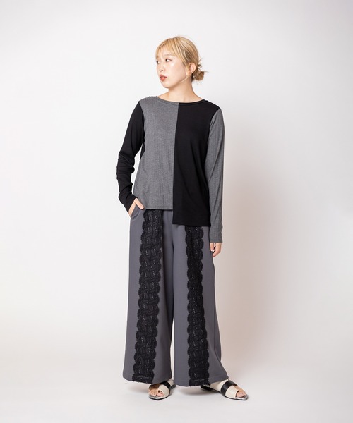 OSMOSIS（オズモーシス）の「レースラインギャザーパンツ（その他パンツ・レディース・グレー/グレイッシュベージュ/ブラック・ONE SIZE）」の20枚目の写真