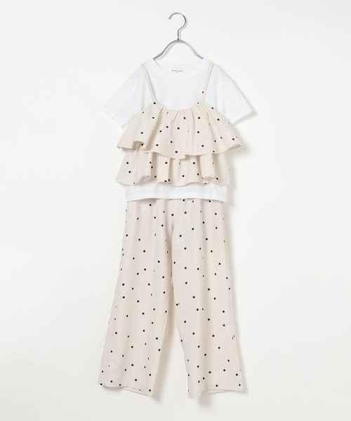 GLOBAL WORK（グローバルワーク）の「トクトク3リネンライクSET UP/641354（サロペット/オーバーオール・キッズ・アイボリー/ベージュ/ブラック・160cm/150cm/140cm/130cm）」の3枚目の写真