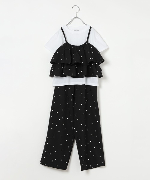 GLOBAL WORK（グローバルワーク）の「トクトク3リネンライクSET UP/641354（サロペット/オーバーオール・キッズ・アイボリー/ベージュ/ブラック・160cm/150cm/140cm/130cm）」の2枚目の写真