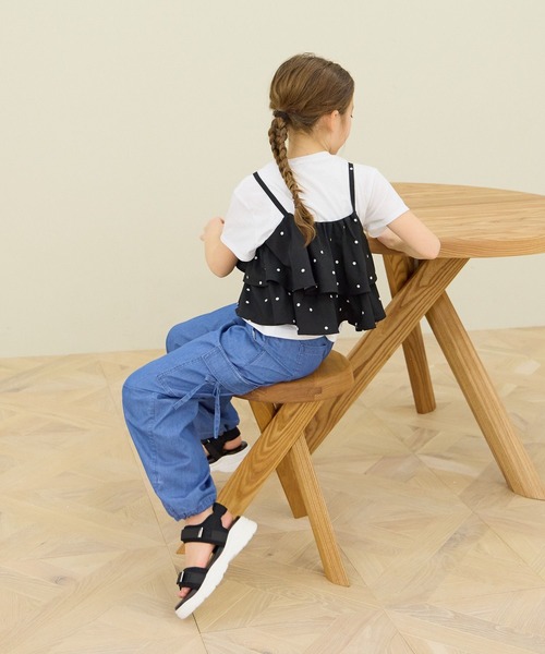 GLOBAL WORK（グローバルワーク）の「トクトク3リネンライクSET UP/641354（サロペット/オーバーオール・キッズ・アイボリー/ベージュ/ブラック・160cm/150cm/140cm/130cm）」の5枚目の写真