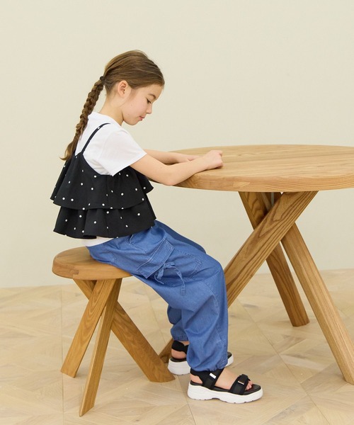 GLOBAL WORK（グローバルワーク）の「トクトク3リネンライクSET UP/641354（サロペット/オーバーオール・キッズ・アイボリー/ベージュ/ブラック・160cm/150cm/140cm/130cm）」の6枚目の写真