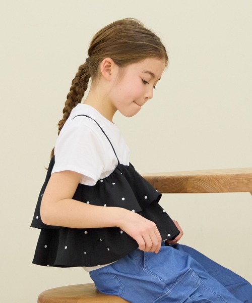 GLOBAL WORK（グローバルワーク）の「トクトク3リネンライクSET UP/641354（サロペット/オーバーオール・キッズ・アイボリー/ベージュ/ブラック・160cm/150cm/140cm/130cm）」の7枚目の写真