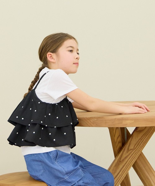 GLOBAL WORK（グローバルワーク）の「トクトク3リネンライクSET UP/641354（サロペット/オーバーオール・キッズ・アイボリー/ベージュ/ブラック・160cm/150cm/140cm/130cm）」の8枚目の写真