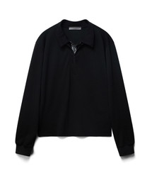 Double collar pk longsleeve - black