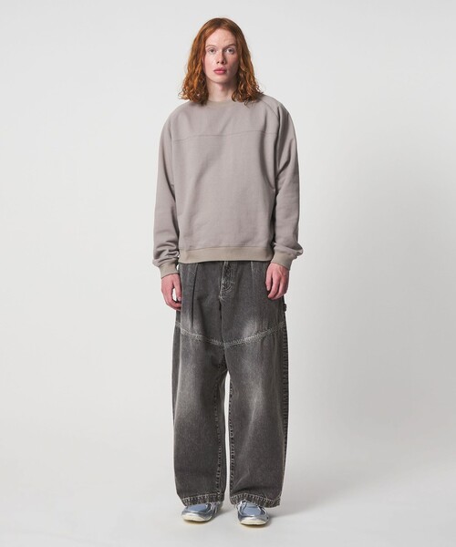 UNITED ARROWS & SONS＞ BLEACH DENIM WIDE PANTS/デニムパンツ