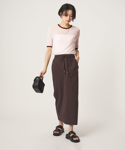 green label relaxing(グリーンレーベルリラクシング)の「シアー リンガー Tシャツ(Tシャツ/カットソー・レディース・ダークグレー/ピンク/オフホワイト・FREE)」の12枚目の写真