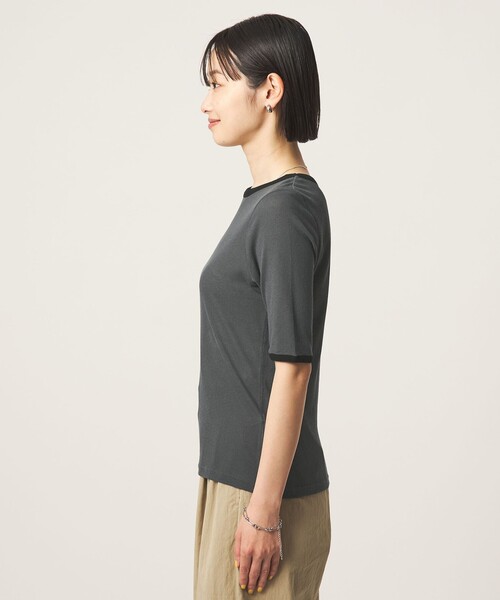 green label relaxing(グリーンレーベルリラクシング)の「シアー リンガー Tシャツ(Tシャツ/カットソー・レディース・ダークグレー/ピンク/オフホワイト・FREE)」の14枚目の写真