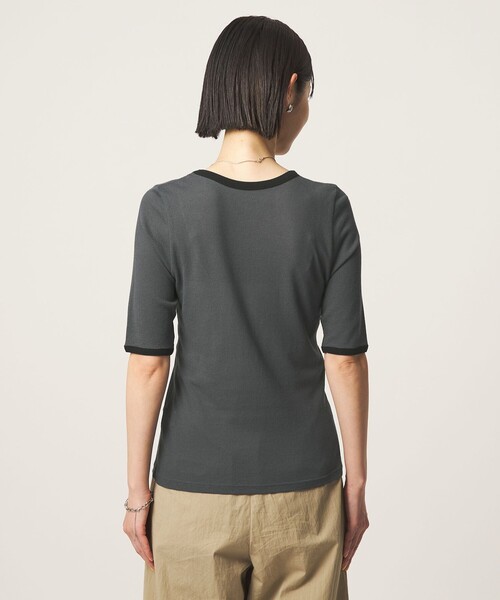 green label relaxing(グリーンレーベルリラクシング)の「シアー リンガー Tシャツ(Tシャツ/カットソー・レディース・ダークグレー/ピンク/オフホワイト・FREE)」の15枚目の写真