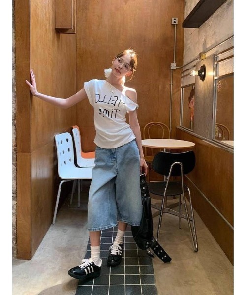 Ritzy(リッツィー)の「ワンショルダー プリントT シャツ(Tシャツ/カットソー・レディース・ホワイト・M)」の5枚目の写真