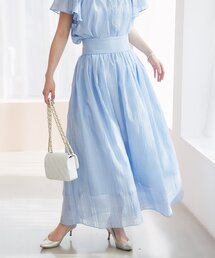 La boutique BonBon（ラブティックボンボン）の「【セットアップ可・清涼感・お上品】シアーチェックギャザーロングスカート（スカート）」