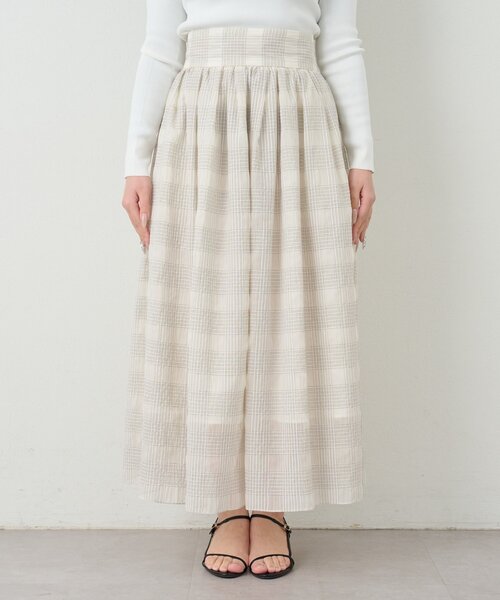 La boutique BonBon(ラブティックボンボン)の「【セットアップ可・清涼感・お上品】シアーチェックギャザーロングスカート(スカート・レディース・サックスブルー/オフホワイト・PS/FREE)」の18枚目の写真