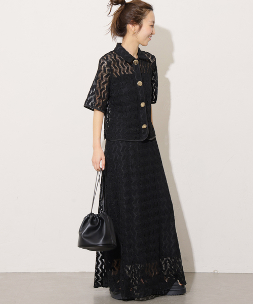 Torrazzo Donna(トラッゾドンナ)の「《WEB限定追加》【TORRAZZO DONNA/トラッゾドンナ】ジオメトリックレーススカート(スカート・レディース・ブラック/ベージュ・FREE)」の4枚目の写真