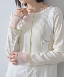 each | 袖口シアー配色メロートップス(Tシャツ/カットソー)