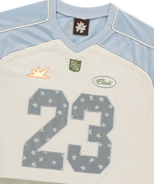 SUNLOVE(サンラブ)の「23 Star Mesh Tee(Tシャツ/カットソー・レディース・ライトグレー/ベージュ/ブルー・S/M/L/XL)」の8枚目の写真