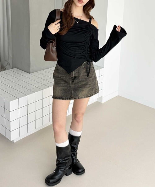 muet.（ミュエ）の「オフショルドロストトップス（Tシャツ/カットソー・レディース・杢グレー/ブラック・MEDIUM/LARGE）」の16枚目の写真