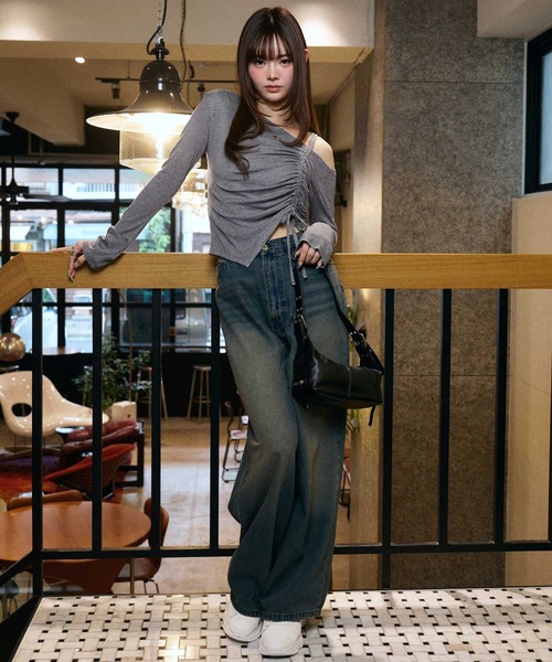 muet.（ミュエ）の「オフショルドロストトップス（Tシャツ/カットソー・レディース・杢グレー/ブラック・MEDIUM/LARGE）」の11枚目の写真