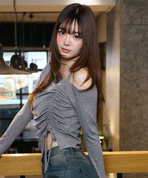 muet.（ミュエ）の「オフショルドロストトップス（Tシャツ/カットソー・レディース・杢グレー/ブラック・MEDIUM/LARGE）」の9枚目の写真