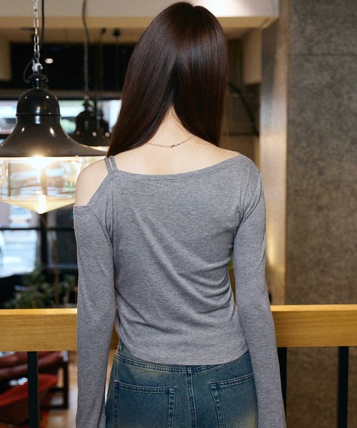 muet.（ミュエ）の「オフショルドロストトップス（Tシャツ/カットソー・レディース・杢グレー/ブラック・MEDIUM/LARGE）」の10枚目の写真