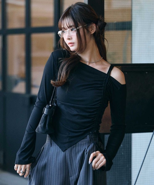 muet.（ミュエ）の「オフショルドロストトップス（Tシャツ/カットソー・レディース・杢グレー/ブラック・MEDIUM/LARGE）」の17枚目の写真