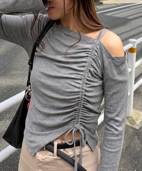 muet.（ミュエ）の「オフショルドロストトップス（Tシャツ/カットソー・レディース・杢グレー/ブラック・MEDIUM/LARGE）」の20枚目の写真