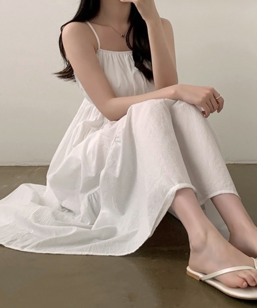 ReRe(リリ)の「ギャザーティアードキャミワンピース(ワンピース・レディース・ホワイト/ブラック・FREE)」の12枚目の写真