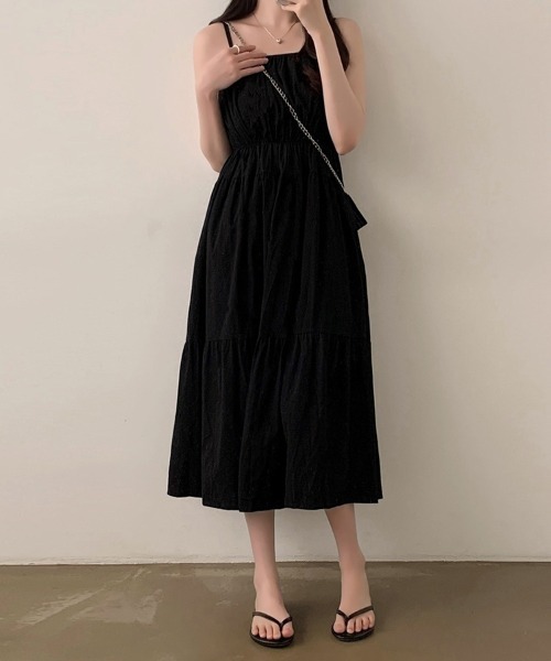 ReRe(リリ)の「ギャザーティアードキャミワンピース(ワンピース・レディース・ホワイト/ブラック・FREE)」の11枚目の写真