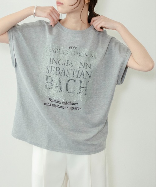 on:nue（オンニュ）の「【on:nue】[接触冷感 / 着用動画あり！] オーバーサイズロゴレースTシャツ（Tシャツ/カットソー・レディース・ホワイト/ブラック/グレー・FREE）」の3枚目の写真